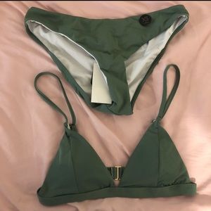 Sage green bikini bra panty set